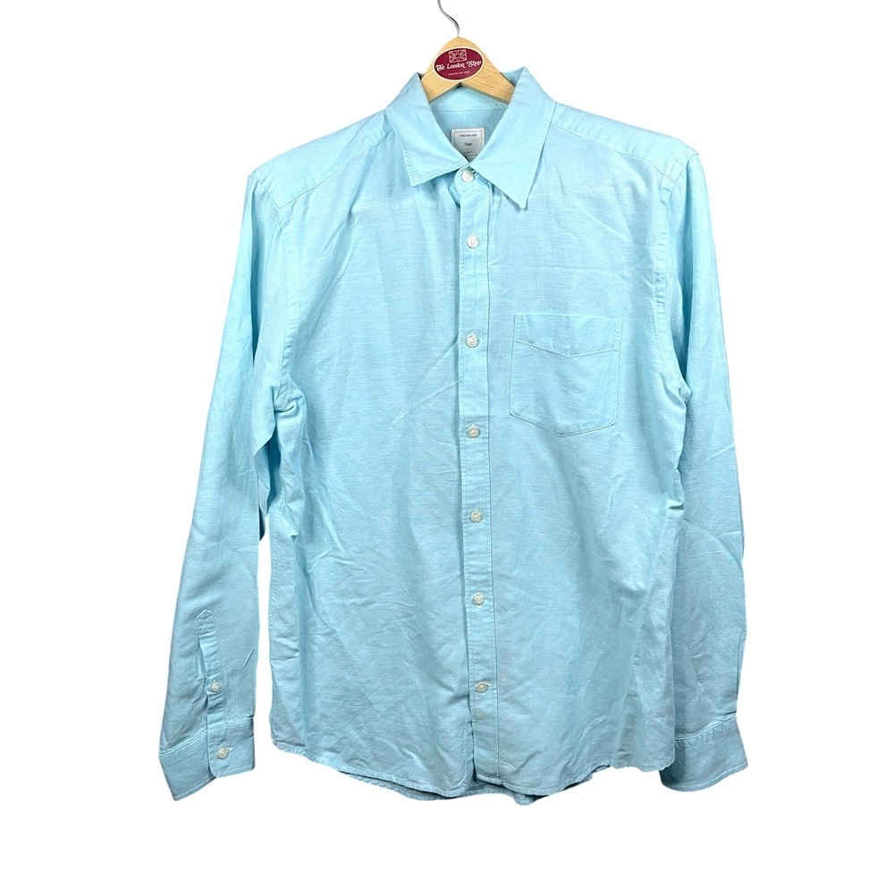 Gap Linen Blend Men's Baby Blue Long Sleeve Button Up Casual Beach Shirt Size M